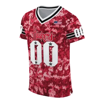 customized nebraska cornhuskers camouflage abstract red jersey fashion forward