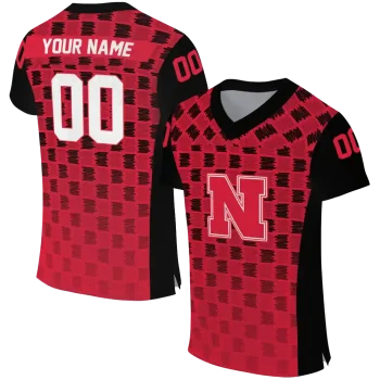 customized nebraska cornhuskers stacked rectangle red jersey best selling