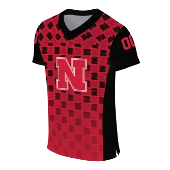 customized nebraska cornhuskers stacked rectangle red jersey fashion forward
