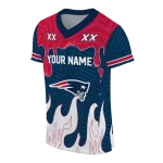 customized new england patriots dripping flames blue white jersey best selling