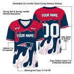 customized new england patriots dripping flames blue white jersey best selling