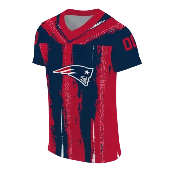 customized new england patriots striped texture blue jersey fashion forward