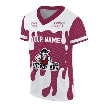 customized new mexico state aggies dripping flames crimson white jersey fashion forward