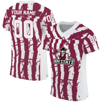 customized new mexico state aggies stripe splatter crimson jersey best selling