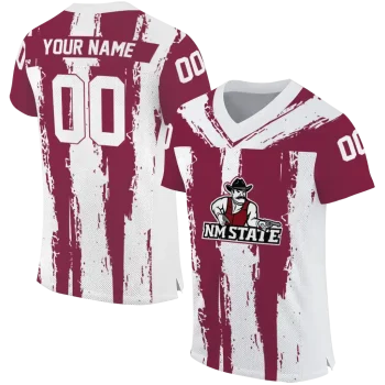 customized new mexico state aggies striped texture crimson jersey best selling