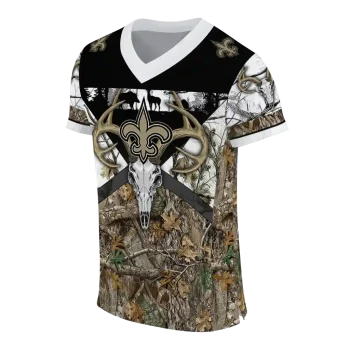 customized new orleans saints antler skull camouflage hunting jersey fashion forward