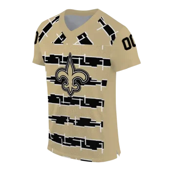 customized new orleans saints layered grids gold jersey fashion forward