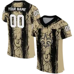 customized new orleans saints rugged stripes gold jersey best selling