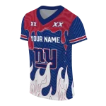 customized new york giants dripping flames blue white jersey best selling