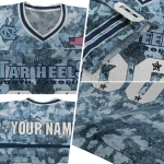 customized north carolina tar heels camouflage abstract light blue jersey best selling