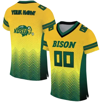 customized north dakota state bison halftone sweep yellow black jersey best selling
