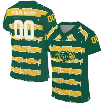 customized north dakota state bison layered grids green jersey best selling