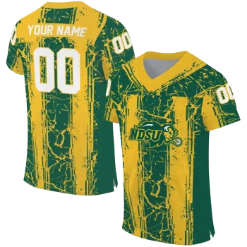 customized north dakota state bison rugged stripes green jersey best selling