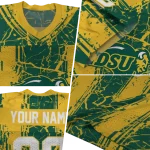 customized north dakota state bison rugged stripes green jersey best selling