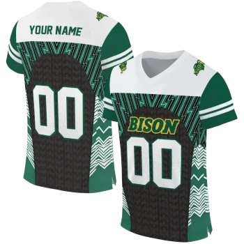 customized north dakota state bison tire arrows green black white jersey best selling