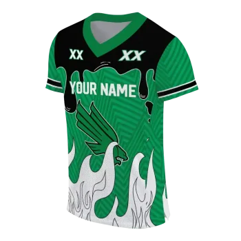 customized north texas mean green dripping flames green white jersey fashion forward