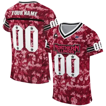 customized northern illinois huskies camouflage abstract red jersey best selling