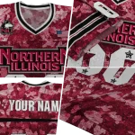 customized northern illinois huskies camouflage abstract red jersey best selling