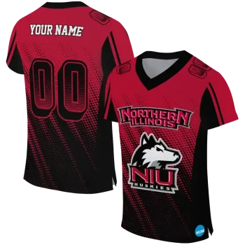 customized northern illinois huskies halftone flow red black jersey best selling