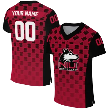 customized northern illinois huskies stacked rectangle red jersey best selling