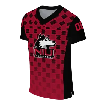 customized northern illinois huskies stacked rectangle red jersey fashion forward