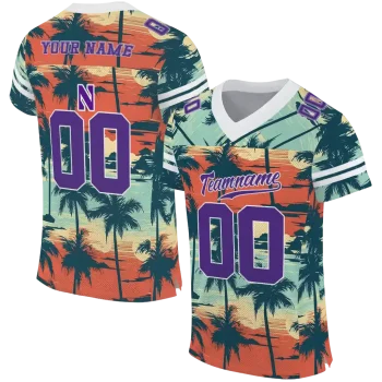 customized northwestern wildcats horizon palm sunset jersey best selling
