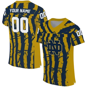 customized notre dame fighting irish stripe splatter navy jersey best selling