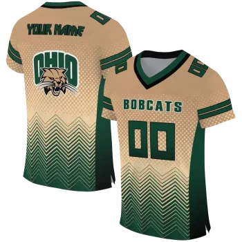 customized ohio bobcats halftone sweep tan black jersey best selling