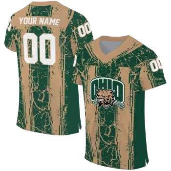 customized ohio bobcats rugged stripes green jersey best selling