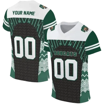 customized ohio bobcats tire arrows green black white jersey best selling