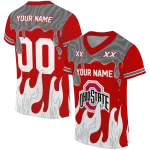 customized ohio state buckeyes dripping flames scarlet white jersey best selling