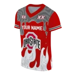 customized ohio state buckeyes dripping flames scarlet white jersey best selling