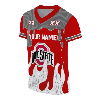 customized ohio state buckeyes dripping flames scarlet white jersey fashion forward