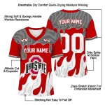 customized ohio state buckeyes dripping flames scarlet white jersey best selling