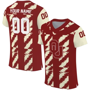 customized oklahoma sooners stripe block crimson jersey best selling