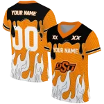 customized oklahoma state cowboys dripping flames orange white jersey best selling
