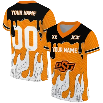 customized oklahoma state cowboys dripping flames orange white jersey best selling