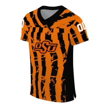 customized oklahoma state cowboys stripe splatter orange jersey fashion forward