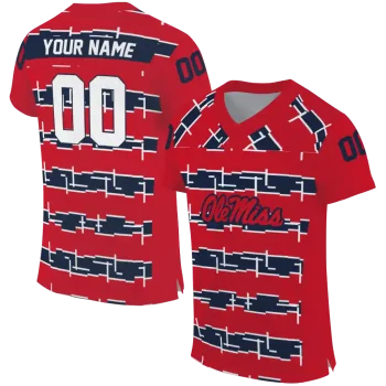 customized ole miss rebels layered grids red jersey best selling