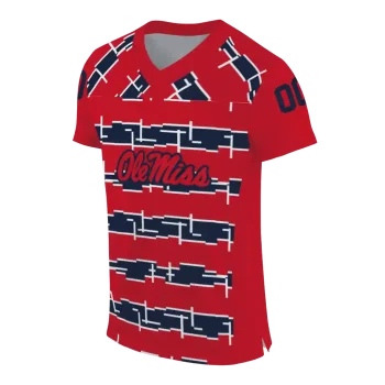 customized ole miss rebels layered grids red jersey fashion forward