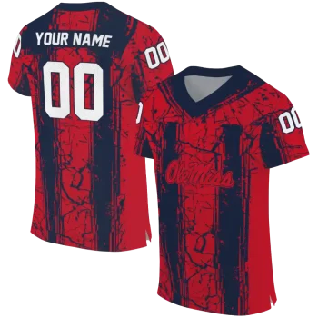 customized ole miss rebels rugged stripes red jersey best selling