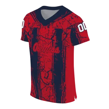 customized ole miss rebels rugged stripes red jersey fashion forward