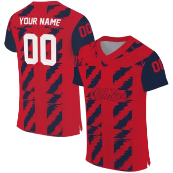 customized ole miss rebels stripe block red jersey best selling