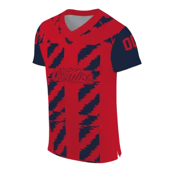 customized ole miss rebels stripe block red jersey fashion forward