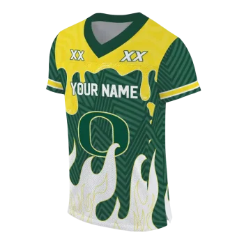 customized oregon ducks dripping flames green white jersey fashion forward