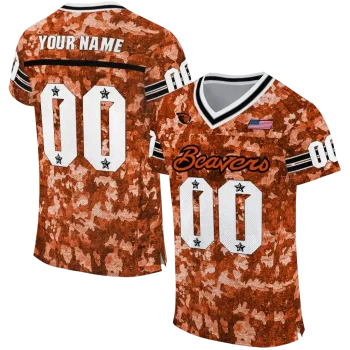 customized oregon state beavers camouflage abstract orange jersey best selling