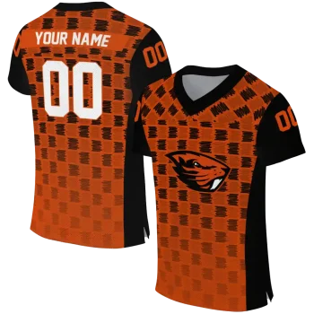 customized oregon state beavers stacked rectangle orange jersey best selling