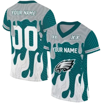 customized philadelphia eagles dripping flames green white jersey best selling