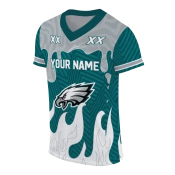 customized philadelphia eagles dripping flames green white jersey fashion forward
