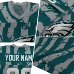 customized philadelphia eagles stripe splatter green jersey best selling